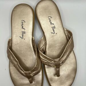 Coral Bay Gold Wedge Sandals with Metallic Finish